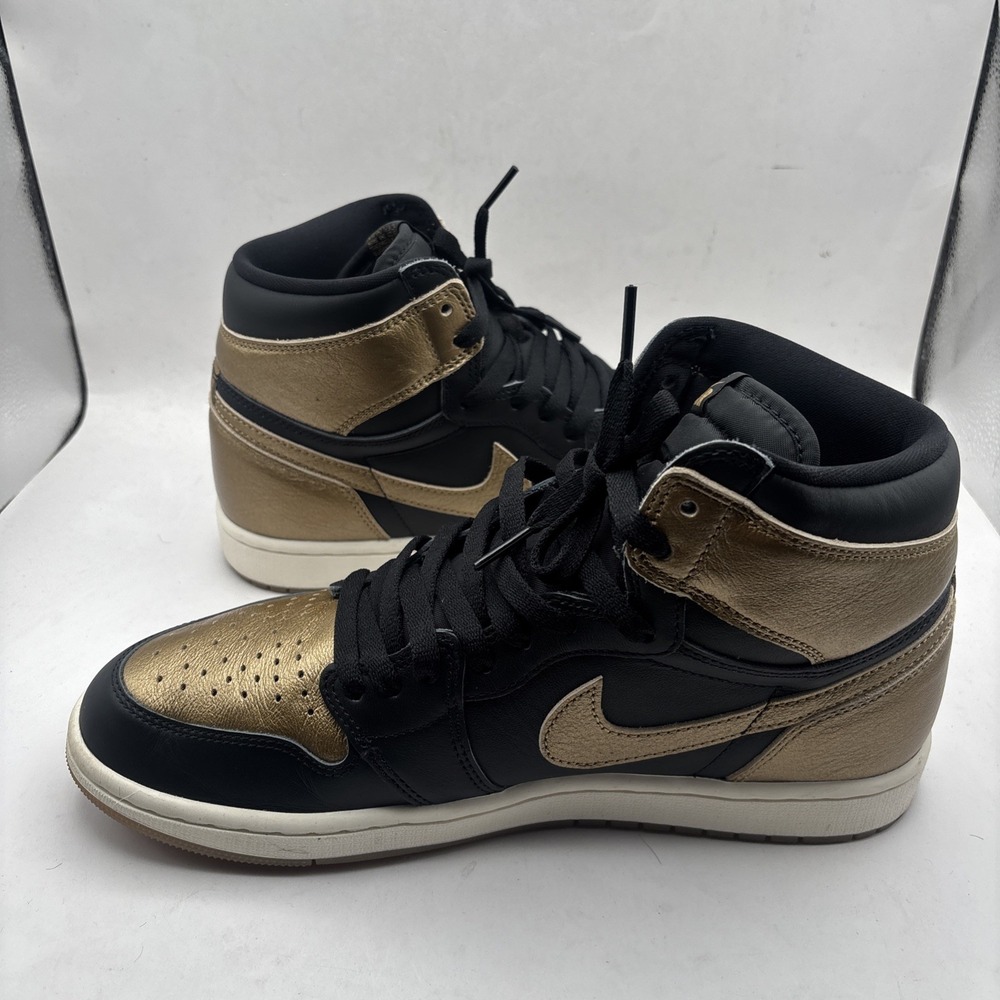 Nike Air Jordan 1 Retro OG High Black Gold US 10 EXCELLENT! crease protector - Picture 4 of 8